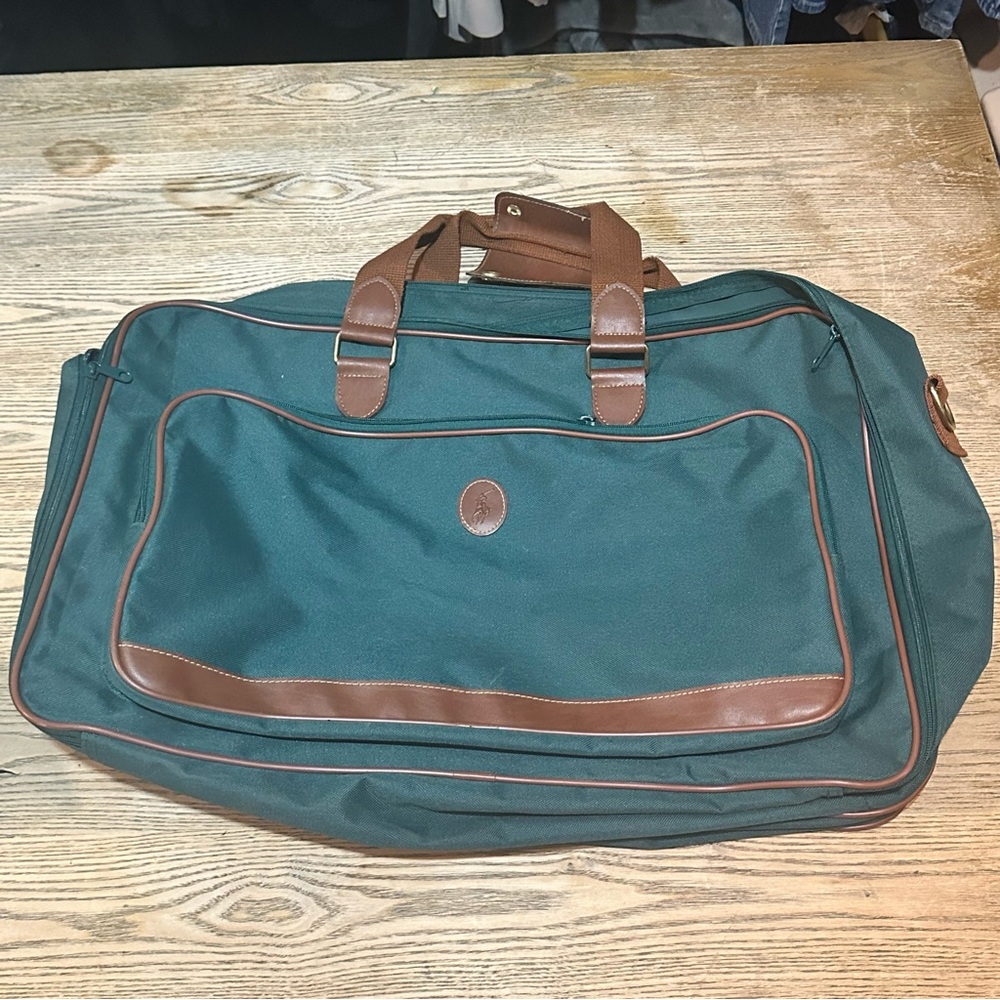 Vtg 90’s Ralph Lauren Polo Green Duffel Overnight Travel Bag Carry On Weekender